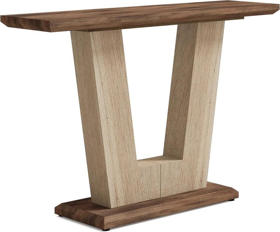 Houten Consoletafel 41.3 Inch Entree Tafel Met Geometrische Basis Sofa Tafel Foyer Tafel Bruin - Foto 2