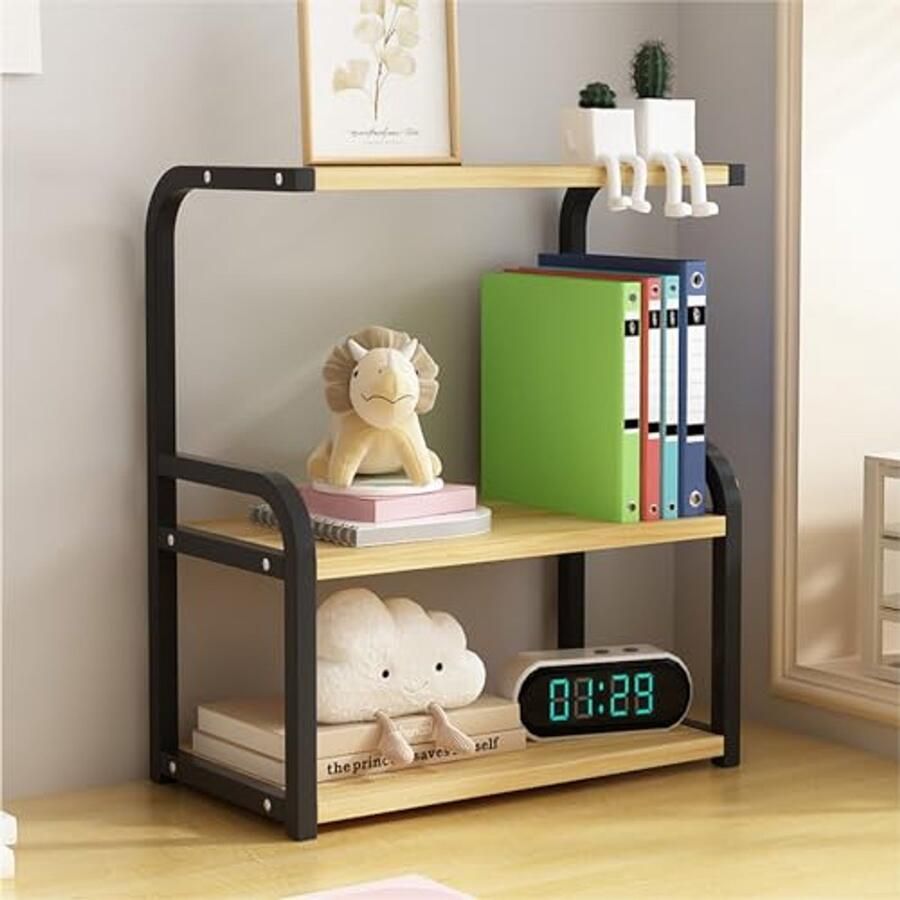 Houten Desktop Boekenrek Organisator voor Bureau en Opbergruimte 43 cm