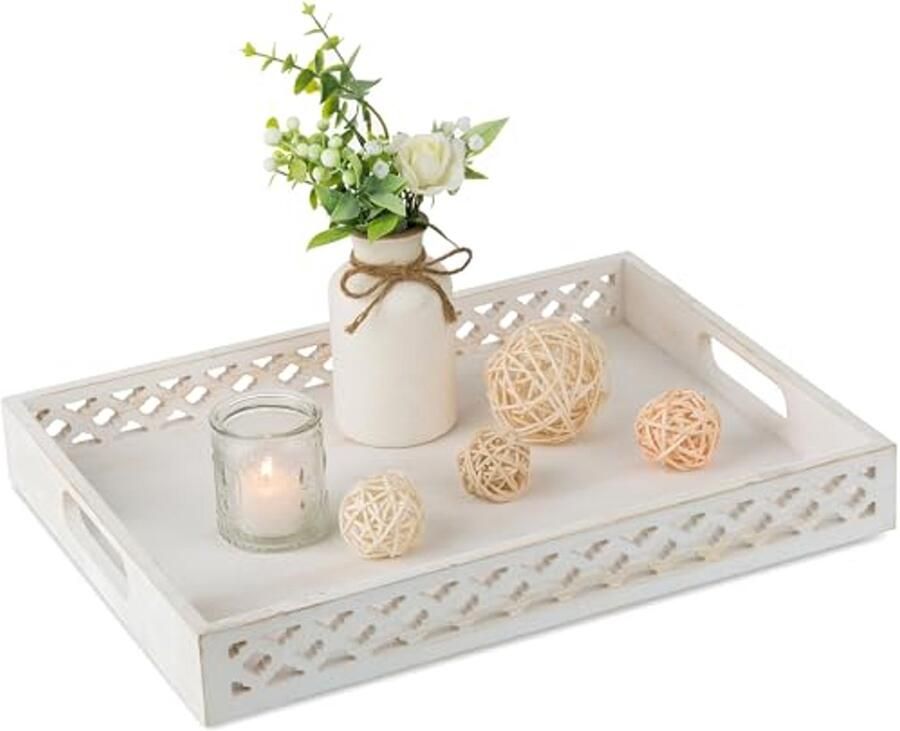 Houten dienblad met handgrepen voor salontafel Decoratieve retro accessoires voor huis en keuken