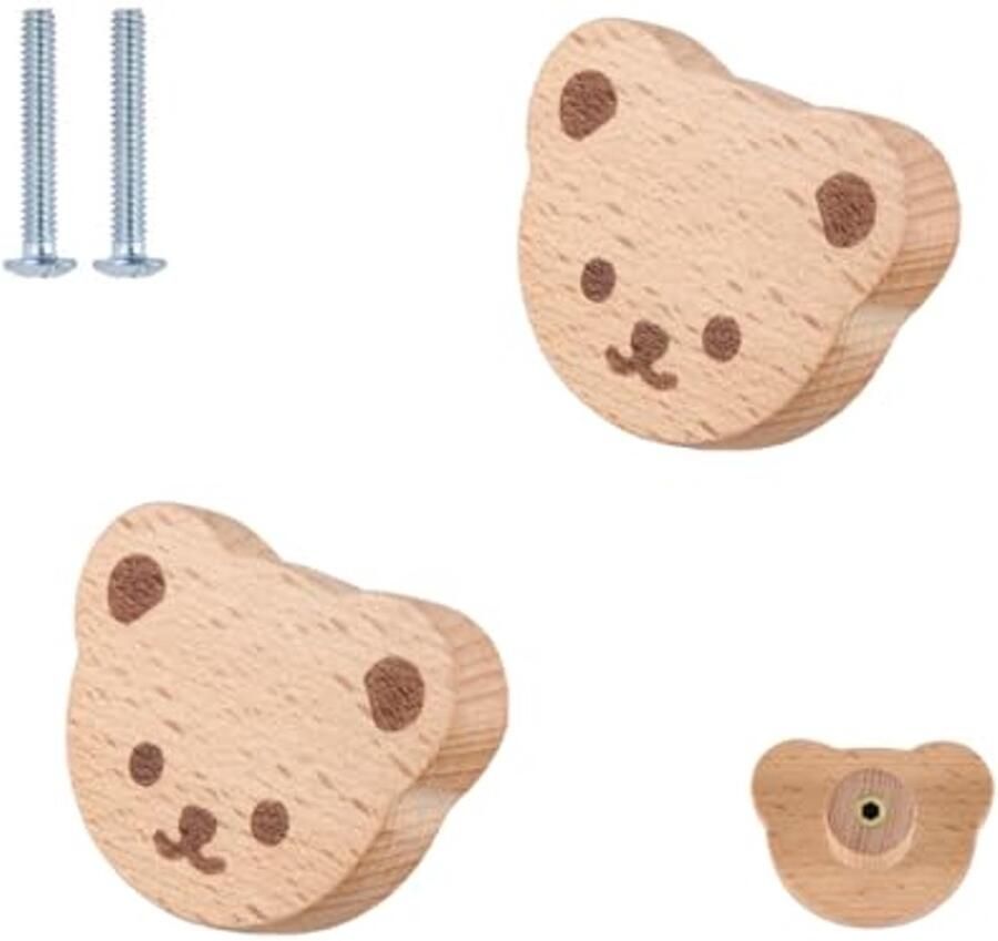 Houten Dierenkastknoppen – Decoratieve Ladegrepen voor Kinderkamer – 2 Stuks
