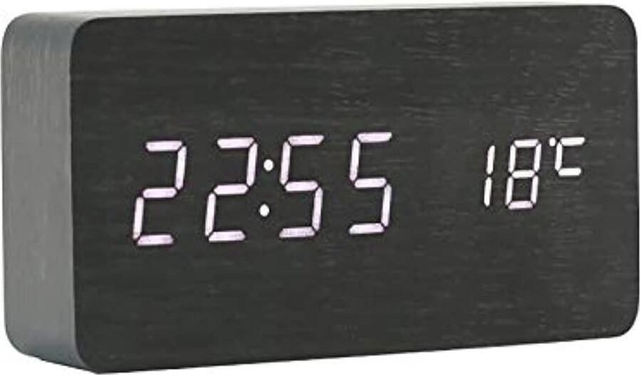Houten Digitale Desk Clock met Instelbare Helderheid en Spraakbesturing