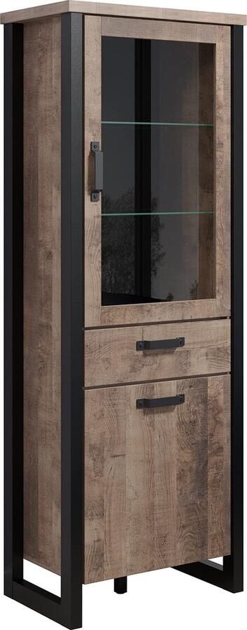 Rootz Living Rootz Houten Display Meubels Inrichting Vitrine Artikelstuk Creatie Artikel Bruin & Zwart 70 x 195 x 45 cm