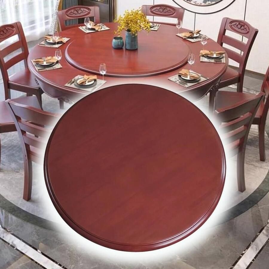 Houten draaibaar dienblad 80cm Ronde Lazy Susan serveerschaal voor keuken en tafel Rustiek ontwerp