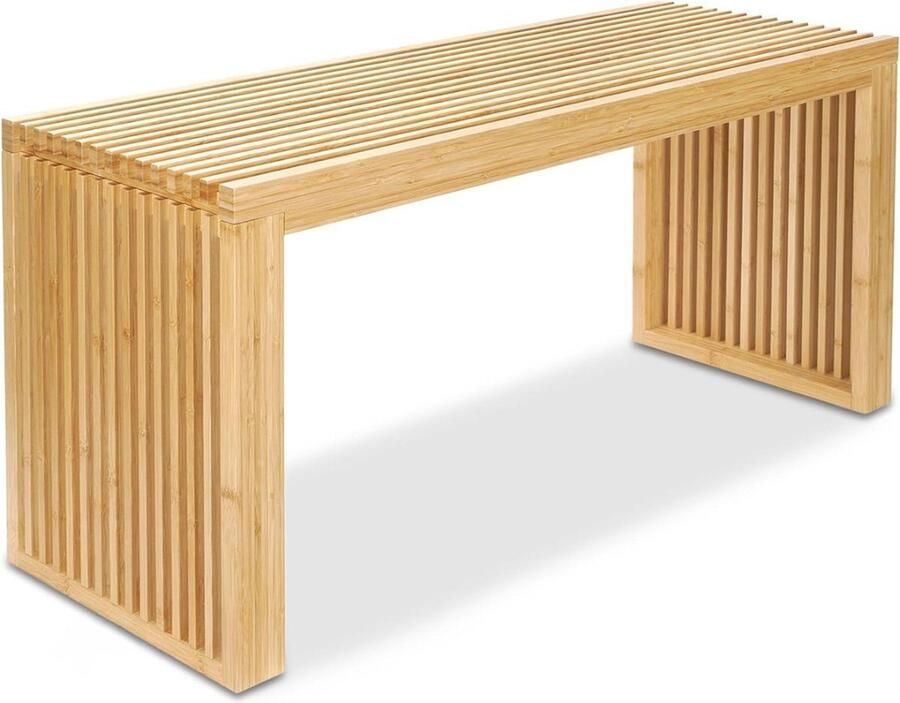 Houten Eetbank Comfortabele Bamboe Halbank 90 x 33 x 43 cm Ingangsbank Zitbank Eetkamer zonder Rugleuning