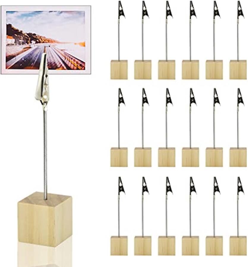 Houten Fotohouder met Klemmen 20 Stuks voor Tafelnummer en Decoratie