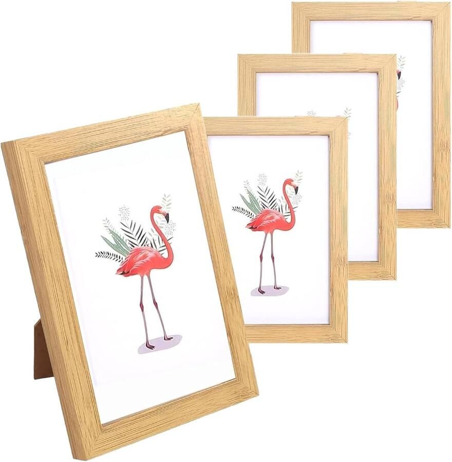 Houten fotolijst 10x15 cm decoratie voor wand of tafel houtkleur