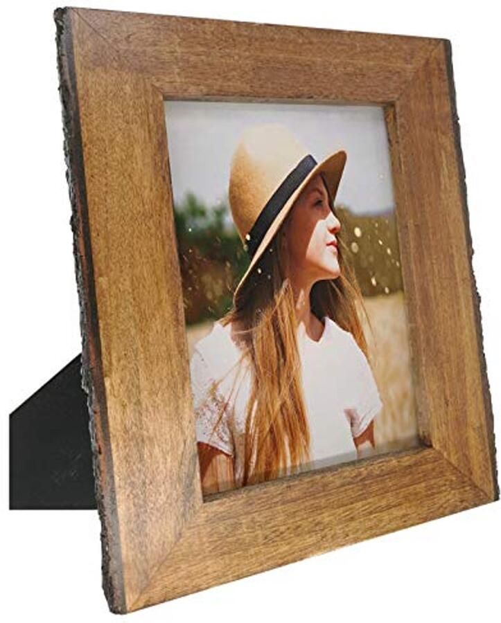 Houten fotolijst 6x8 inch met schorsrand rustieke fotolijst voor tafel of wand
