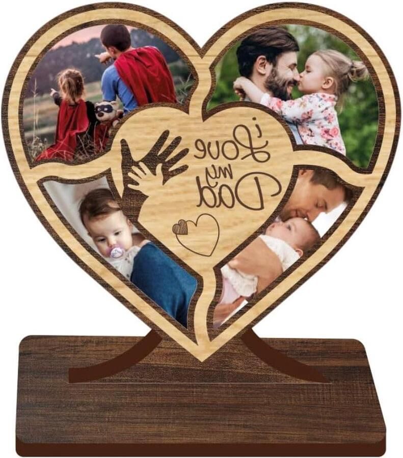 Houten Fotolijst voor op het Bureau Gepersonaliseerde Woondecoratie 4 Stuks Natuurlijk Hout