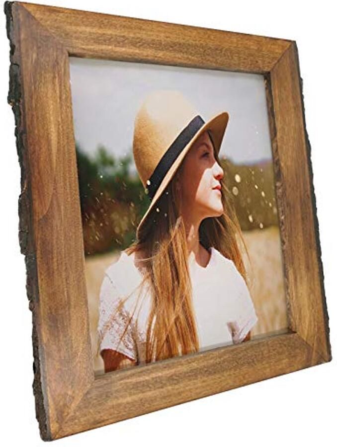 Houten fotolijsten 8x10 inch met schorsranden Rustieke wand- en tafel display