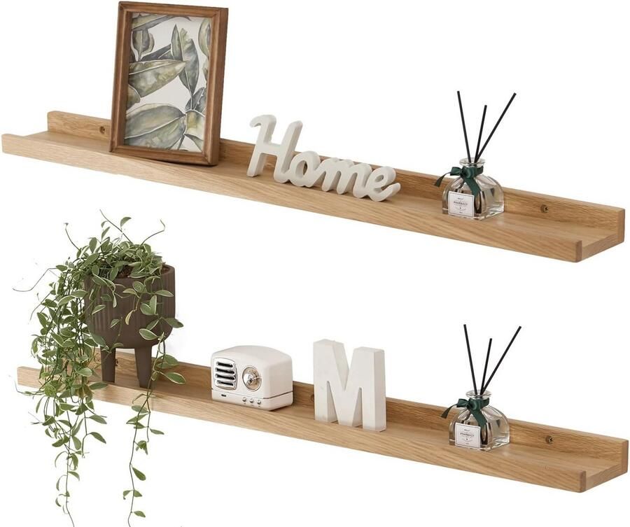 Houten Fotolijsten Set van 2 Zwevende Planken voor Wanddecoratie