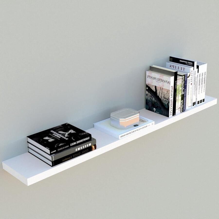 Houten Wandplank van FSC-hout in fris wit 100 x 15 x 25 cm draagt tot 30 kg