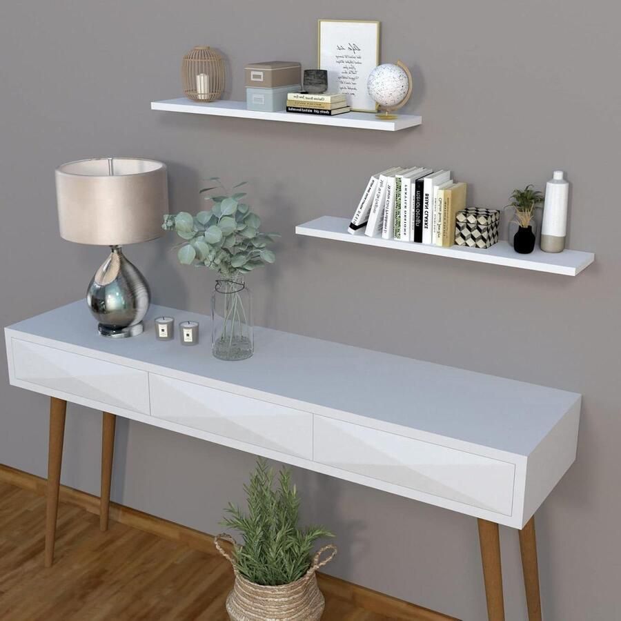 Houten FSC Wandplank Wit Geschikt voor 25 kg 100 x 20 x 2 5 cm