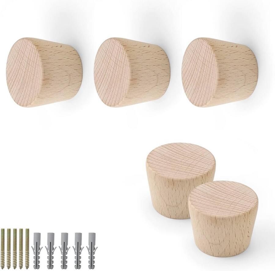 Houten Garderobehaken 5 Stuks Conische Wandhaken voor Kleding