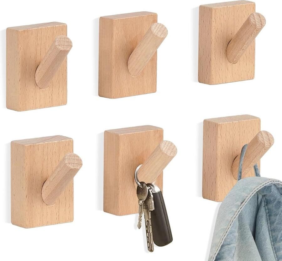 Houten haaklijsten voor wanddecoratie multifunctionele kledinghaken voor jassen tassen en meer - Foto 2