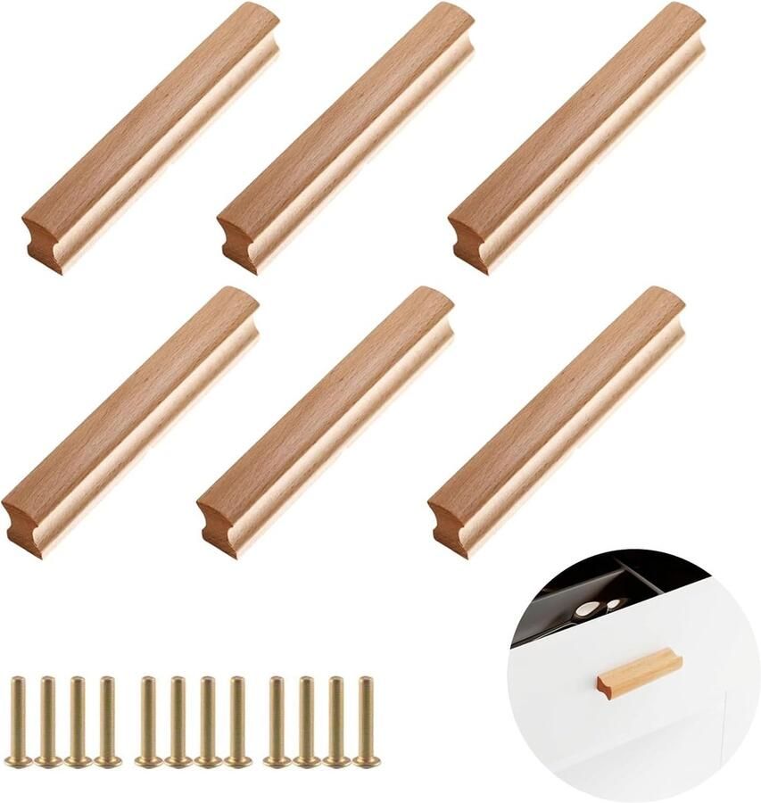 Houten handgrepen 6 stuks 64 mm meubelknoppen voor keuken kasten nachtkastjes badkamer kantoor moderne ladegrepen interieuraccessoires