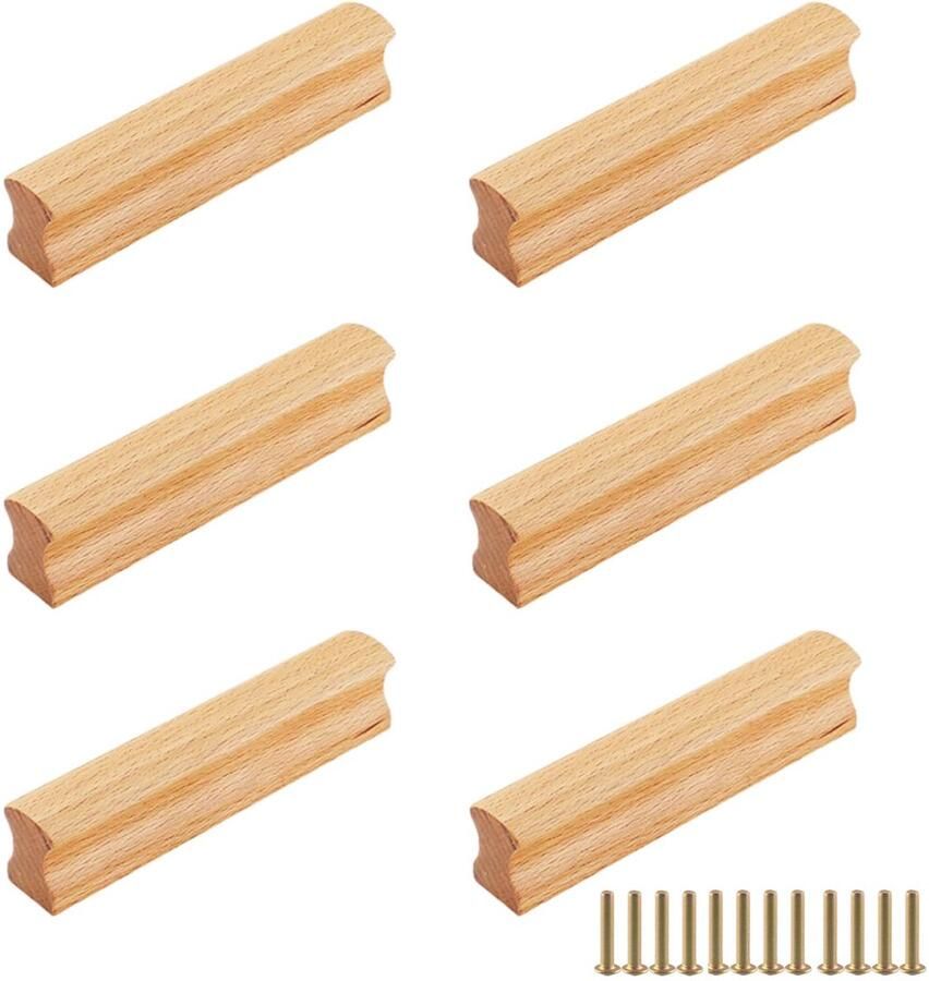 Houten handgrepen voor kasten ergonomisch 1 stuk natuurlijk