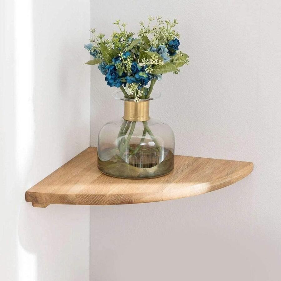 Houten Hoekplank 178 cm 1 stuk rustiek eiken zwevend wandgemonteerd luidsprekers boeken badkamer decoratief bathroom shelf wood