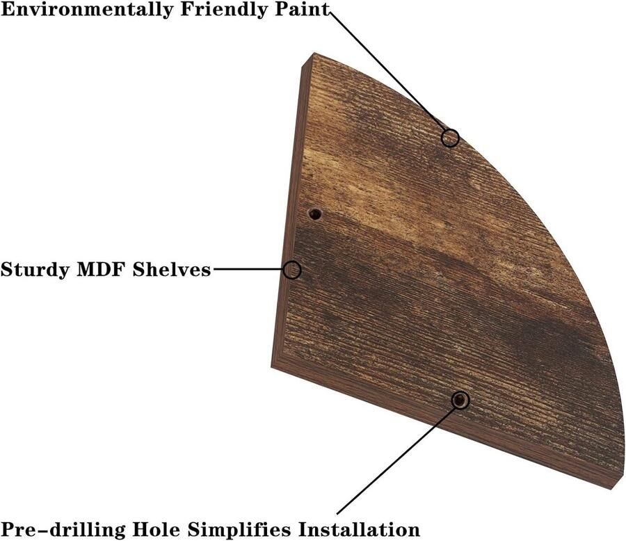 Houten hoekplank met vijf niveaus bloemvorm zwevend boekenkast woonkamer slaapkamer badkamer hoekplanken 195 x 195 x 15 cm corner shelf wall