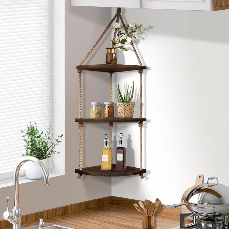 Wandrek Hoekplank stabiele plank voor presentatie voor woonkamer Veelzijdige wandrek 30.5*29.5*8 CM