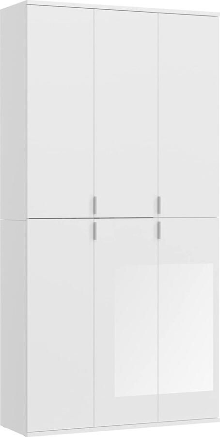 Houten Hoogglans Witte Kledingkast Schoenenrek Kapstok FSC Gecertificeerd 91cm x 193cm