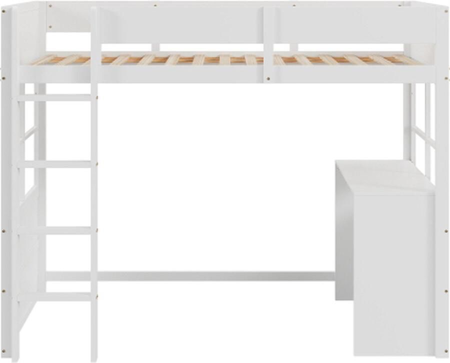 Gotagee Houten Hoogslaper 90x200 cm met Veiligheidstrap Tafel en Hoog Heiningontwerp Eenpersoonsbed