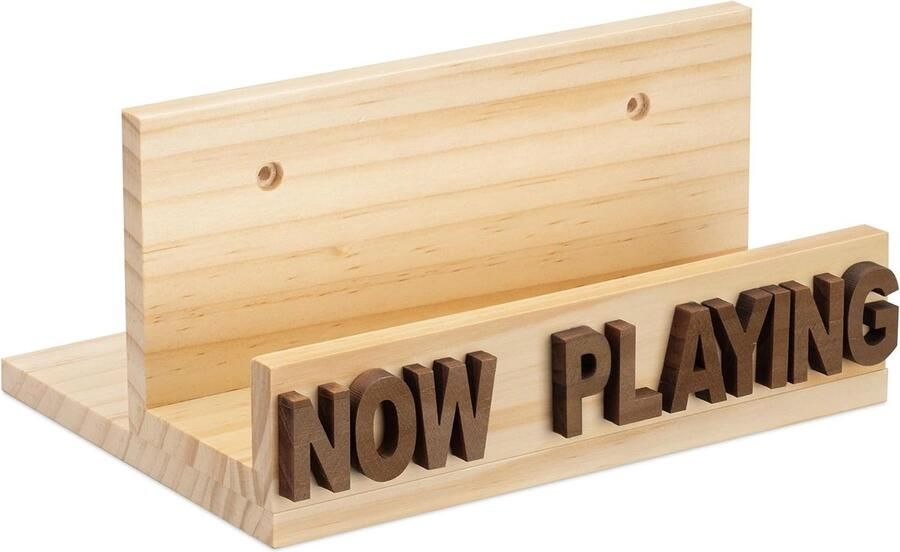 Houten houder voor LP's LP standaard of wandrek Tot 8 LP's NOW PLAYING design