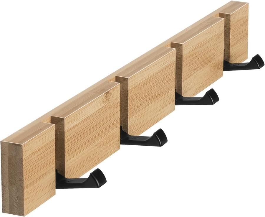 Opvouwbare houten kapstok met 4 jashaken voor jassen mantels hoeden sjaals en handtassen - Foto 2