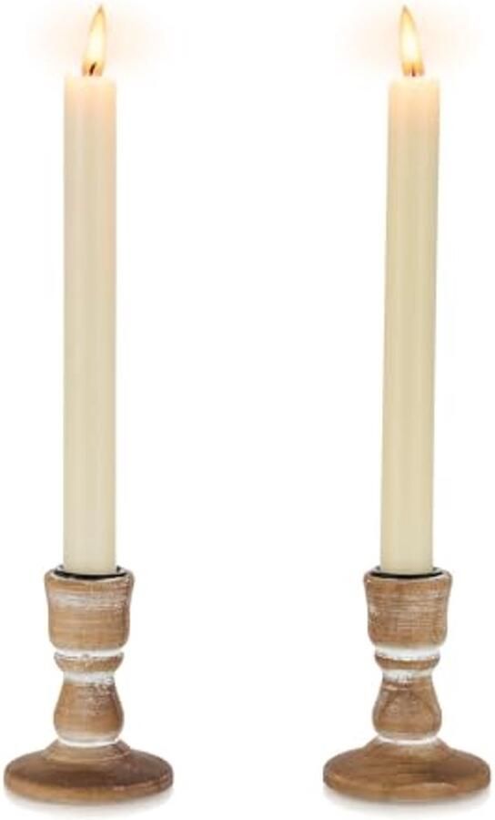 Houten Kaarsenhouder Set van 2 Rustiek Lichtbruin voor Tafel Decoratie en Evenementen