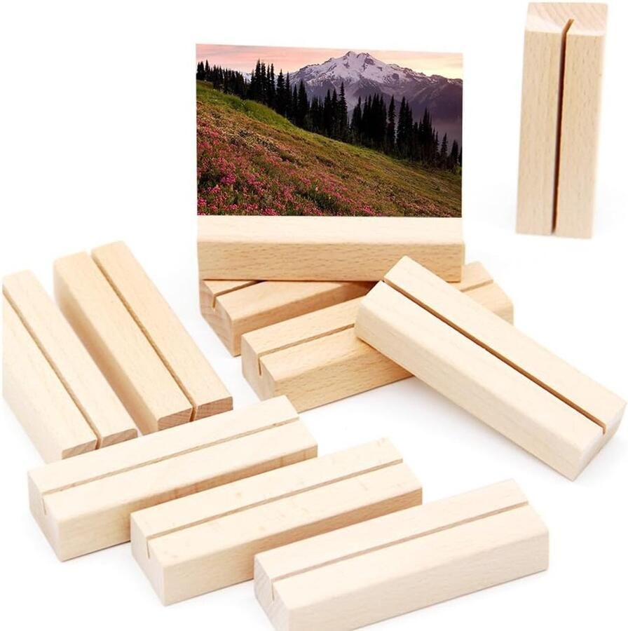 Houten Kaart Houder Menu Kaart Houder Foto Houder Tafel Kaart Houder Geschikt voor Restaurants Bruiloft Banket Feest Menu Kaart Afbeeldingen Postkaarten 10 Stuks 10 x 3 x 2 cm