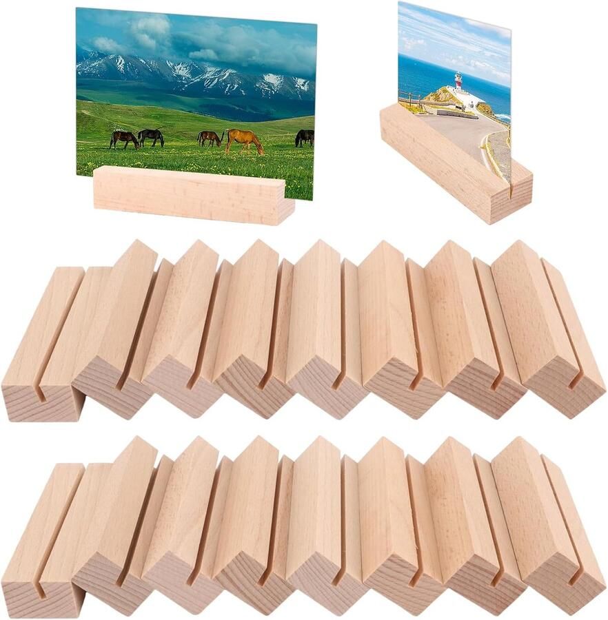 Houten Kaarthouder 15 Stuks Tafel Kaart Houder Foto Houder Menu Kaart Houder Postkaart Houder Natuurlijke Houten Stand Foto Stand voor Bruiloften Banketten en Feesten