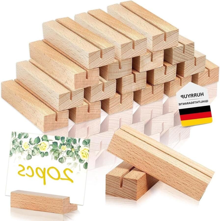 Houten kaarthouders fotohouder kaartenstandaard voor tafel 20 stuks kaartenstandaard