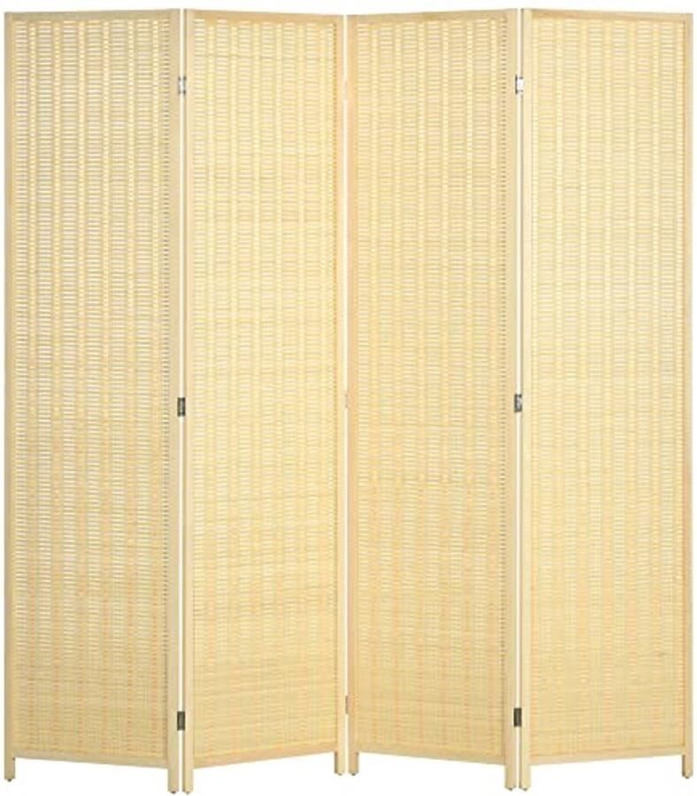 Houten kamerscherm 4 panelen Ruimteverdeler voor slaapkamer en huis Opvouwbaar 180 x 180 cm