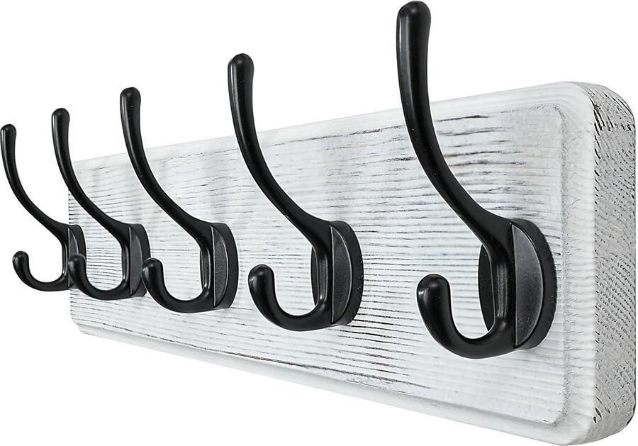 Houten Kapstok met 5 Haken Wandgemonteerd 43 8 cm Echte Hout