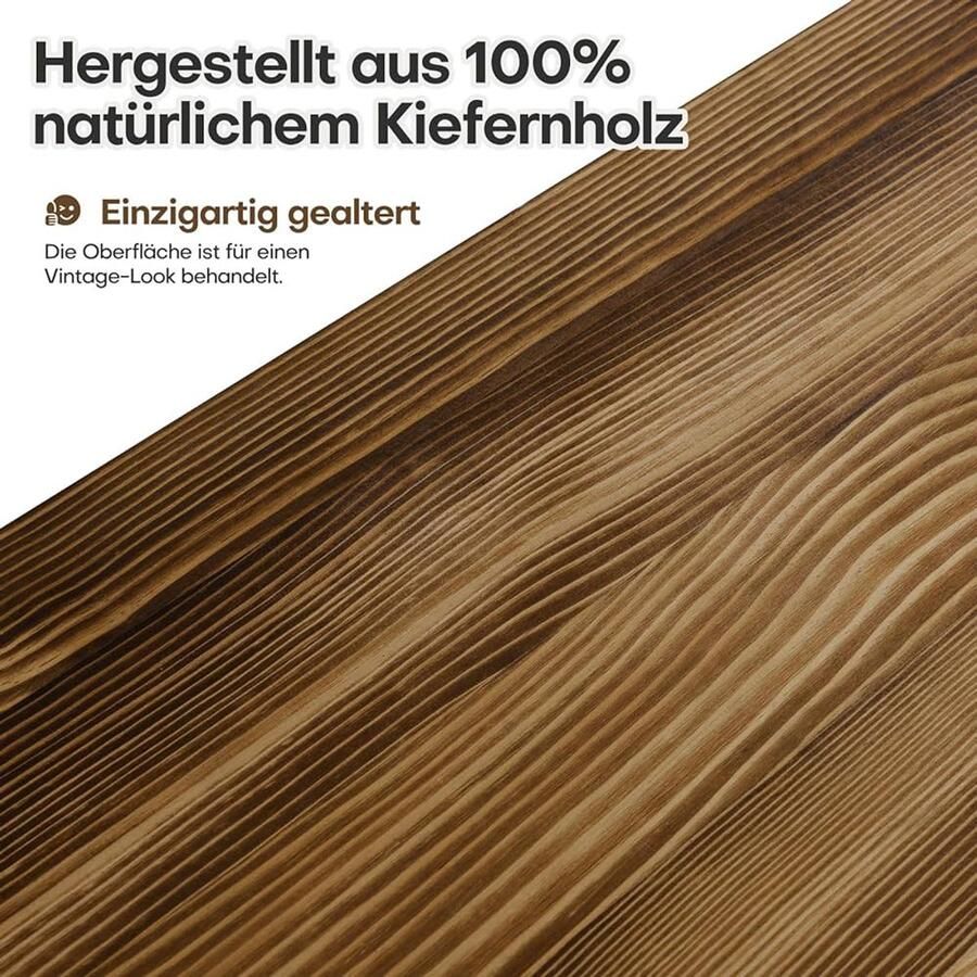 Houten kapstok met 6 haken rustiek vintagebruin 58 cm