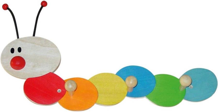 Houten Kapstok voor Kinderen Rups Design met Kledinghaken 38 cm 3 Haken