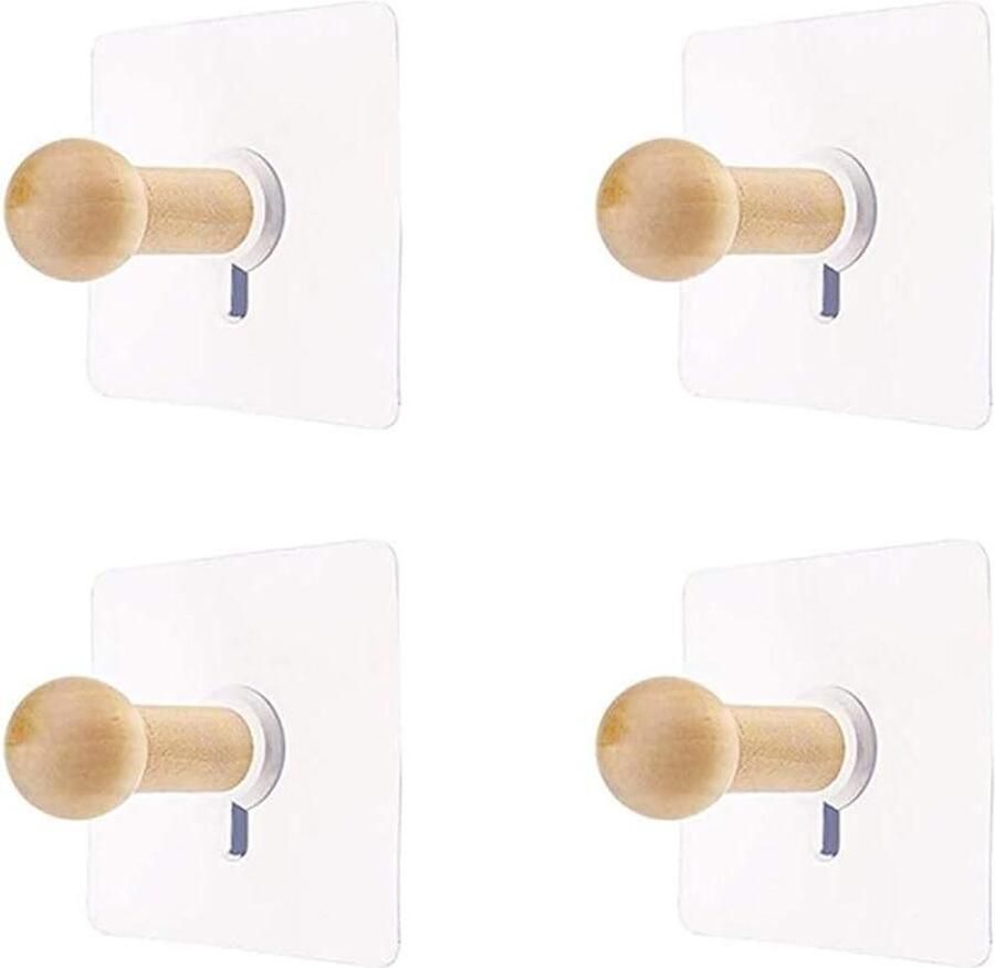 Houten kapstokhaak Boomtak Muurhaak Houten haken voor jassen-Badjashoed-Handdoekenrek Slaapkamerdecoratie 4 stuks