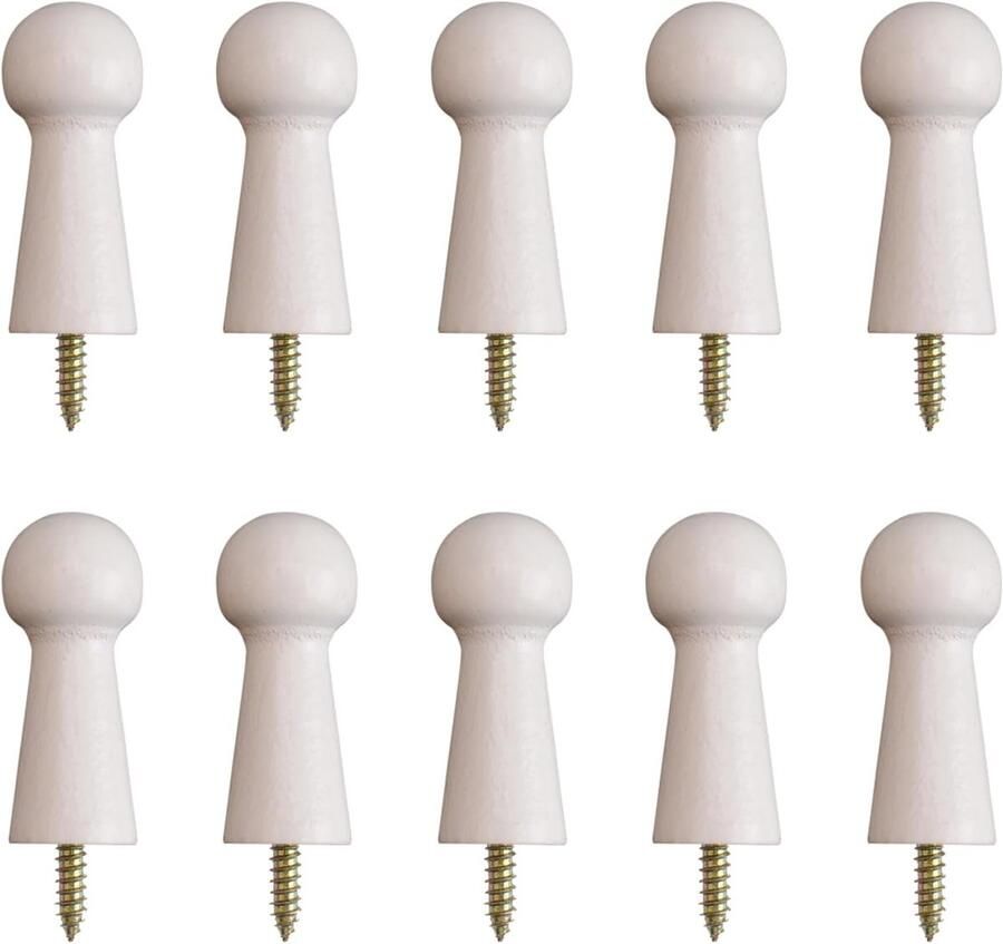 Houten Kapstokhaken Decoratieve Hoedhaken voor Deuren en Kledingkasten (Set van 10)