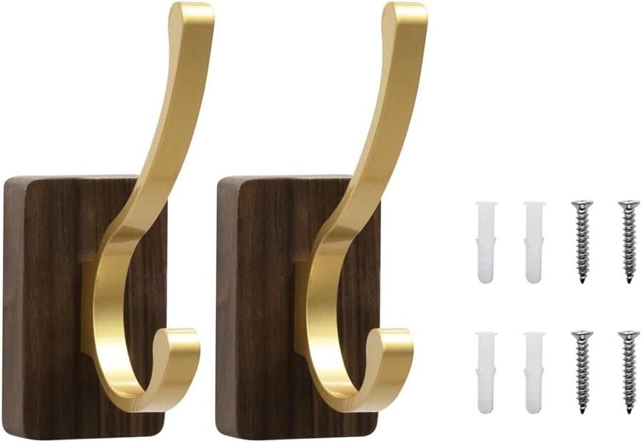 Houten Kapstokhaken Wandmontage Voor Hoeden Sleutels en Handdoeken 6 Stuks Natuurkleur Hout