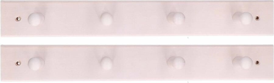 2x Houten kapstokken jashaken zwart met 4x enkele haak beuken wit 5.5 x 41 cm kapstok wandkapstokken deurkapstokken