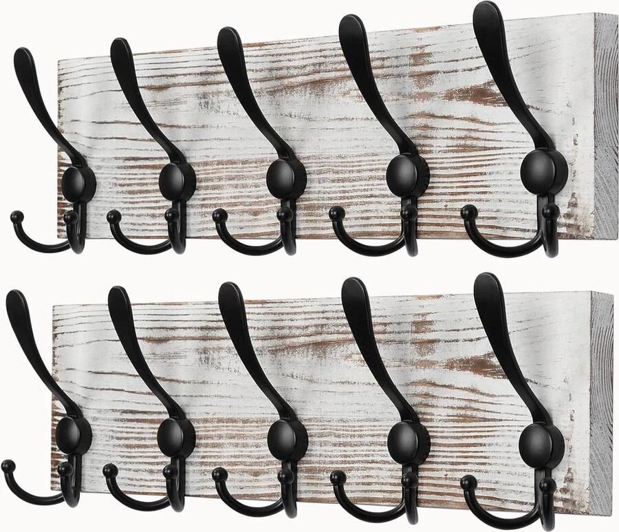 Houten Kapstokken Wandgarderobe voor Iedereen 2 Stuks Hout