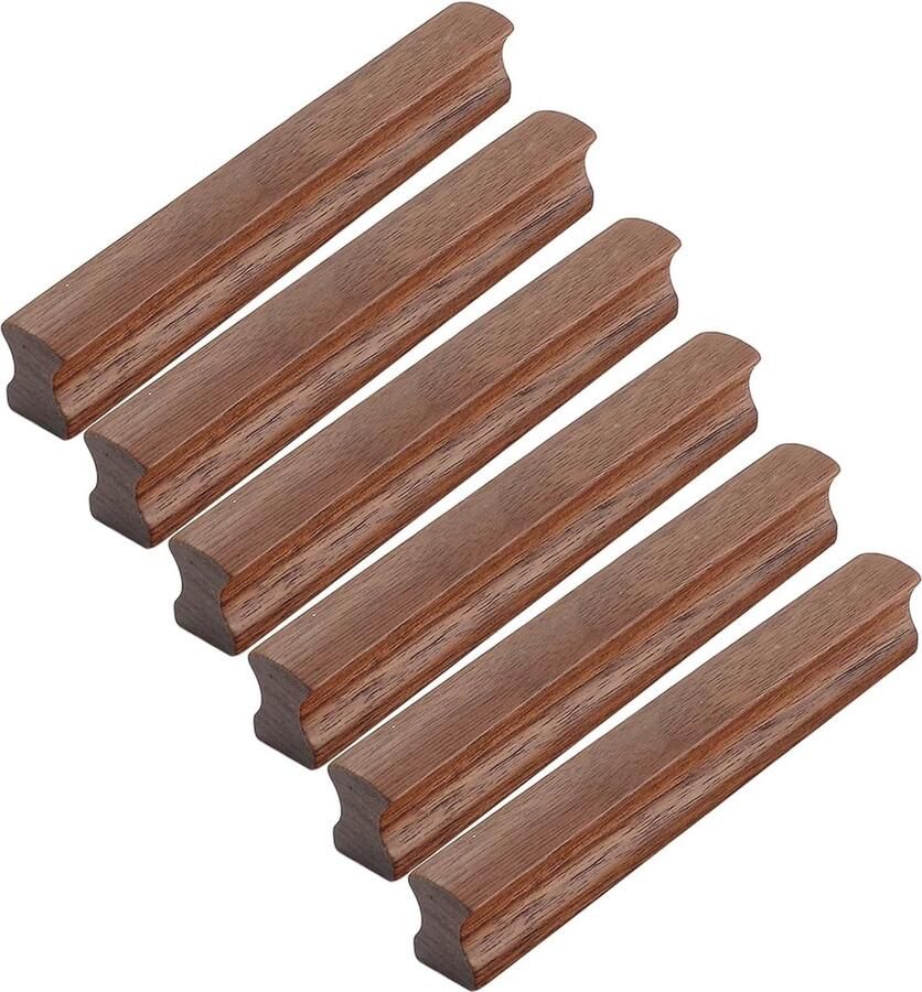 Houten Kastgrepen 128 mm Massief Zwart Walnoot Meubelgrepen voor Keukens en Kasten (6 stuks)