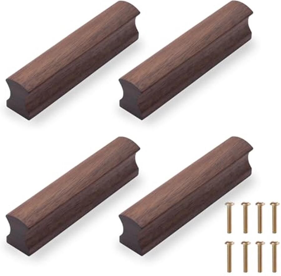 Houten Kastgrepen 64 mm Meubelgrepen voor Deuren en Laden Zwart Walnoot