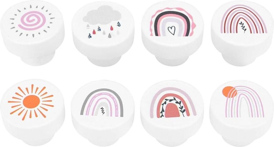 Houten kastknop 8 stuks Ronde ladeknoppen 35 mm Wit Kinderkamer decoratie kastknoppen kinderkamer