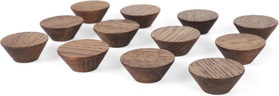 Houten Kegelkastknoppen Set Bruin 12 Stuks