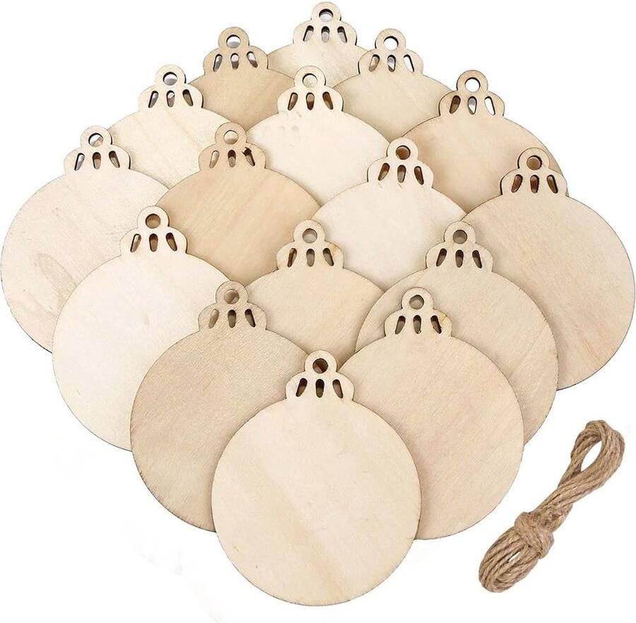 Houten Kerstballen voor DIY Decoratie 20 Stuks Ronde Houten Ornamenten