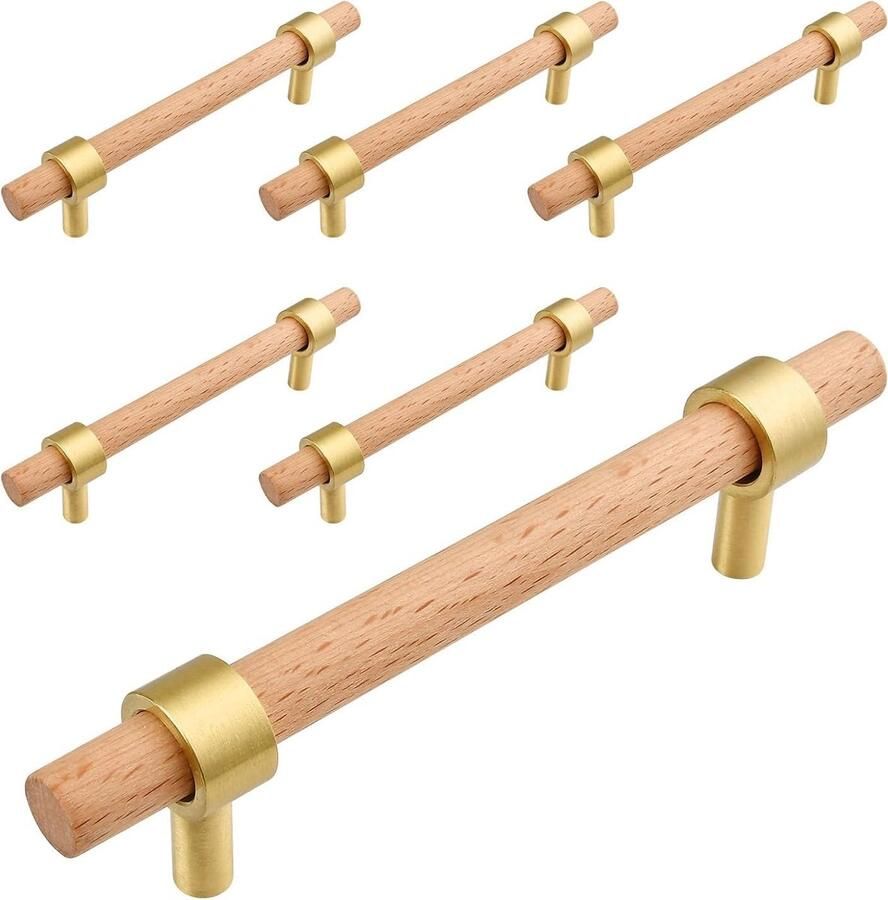 Houten Keukenkast Handgrepen 6 Stuks 96mm Natuurlijk Hout