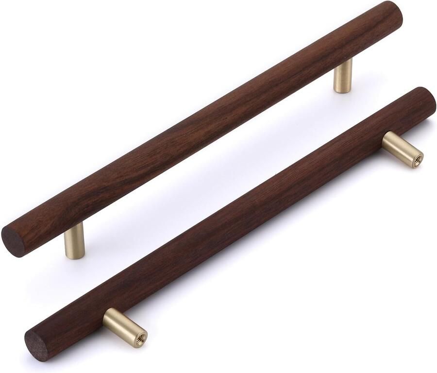 Houten Keukenkast Handgrepen 6 Stuks Walnoot Messing