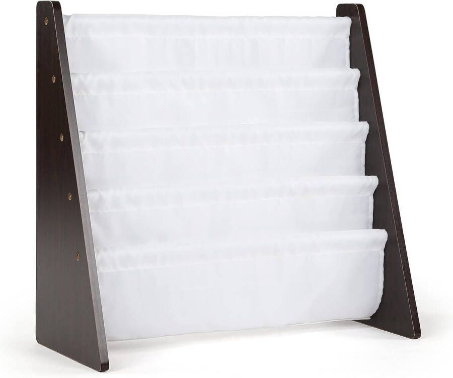 Houten kinderboekenkast met 4 vakken espresso en wit