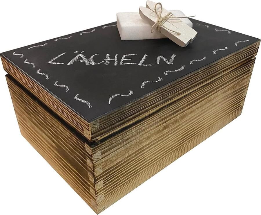 Houten Kist met Deksel Grote Opbergdoos van Hout 30 x 20 x 13 cm Ideaal voor Speelgoed en Cadeaus