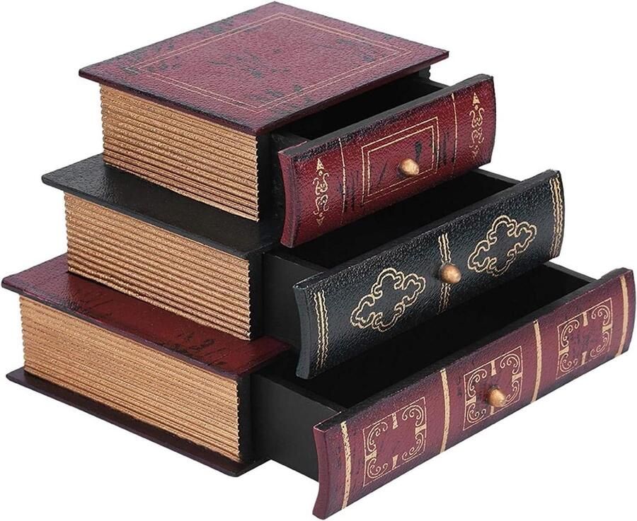 Opslag Decoratieve Boekenkast Vintage Boek Opbergdoos Home Office Decoratie Boekenrek Houder Verborgen Geheime Opbergdoos Set Faux B
